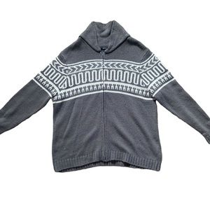 Warm Cozy Zip Front Patterned Wool Sweater